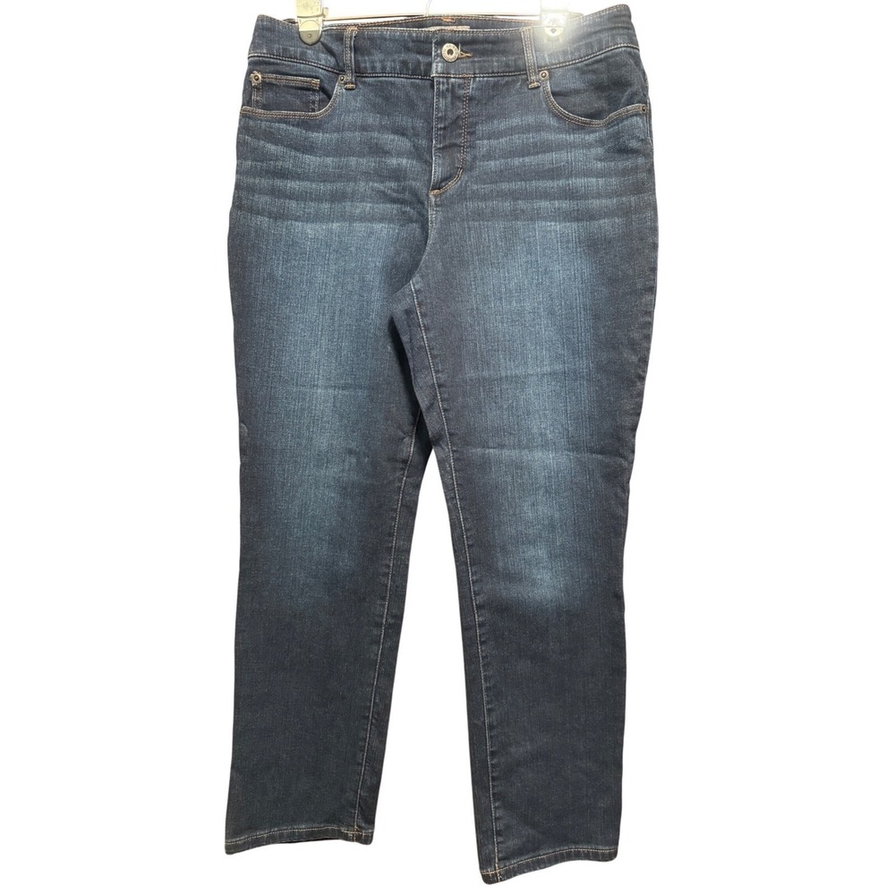 Chicos So Slimming Platinum Jeans Womens 1.5(10) Dark‎ Indigo Straight Leg